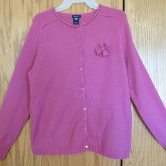 GAP MATERNITY WOMEN'S SIZE L SWEATER PINK CARDIGAN CLASSIC LS KNIT WOOL BLEND W/ - Picture 3 of 12
